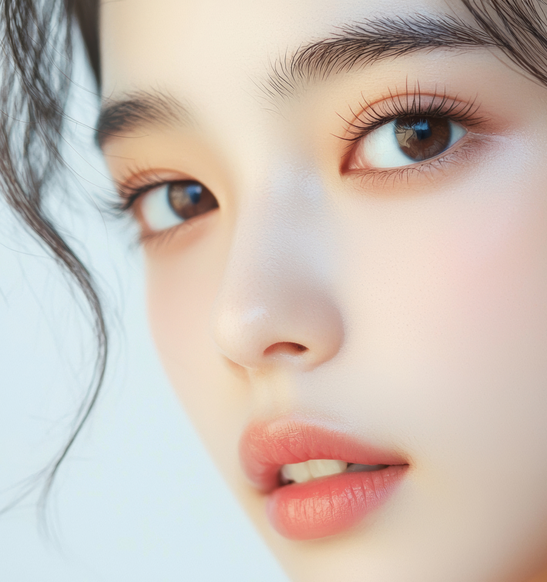 眉デザインの施術を受ける女性